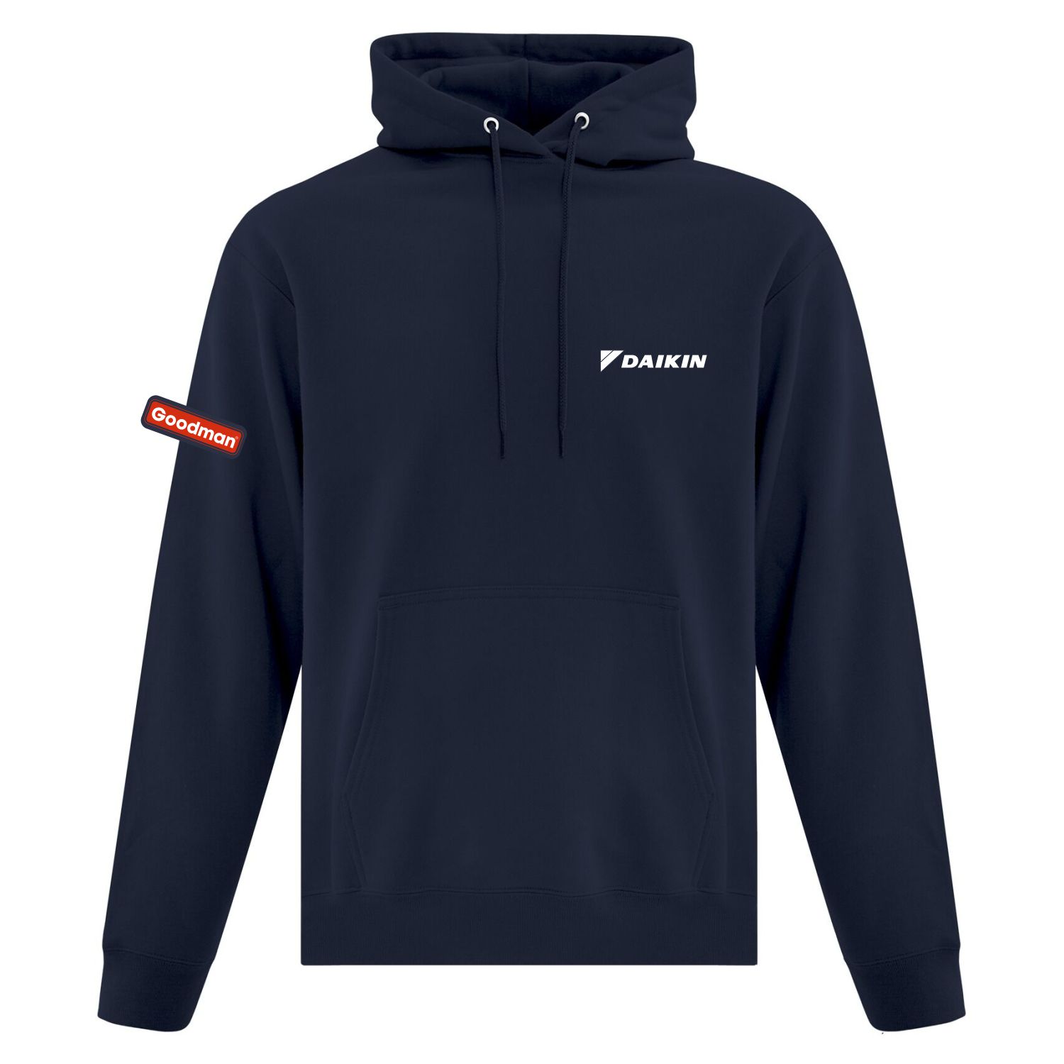 Cotton Hoodie w. embroidered logo on front and sleeve – Daikin Apparel